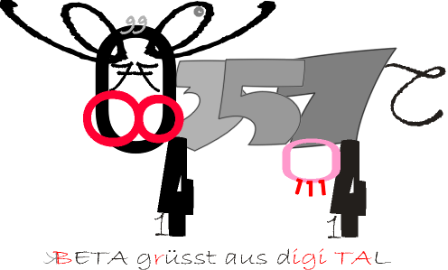 -Beta grüsst aus digiTAL- digitale KUH- Rechenaufgabe: Ergebnis=Zahl ins Fenster eintragen!